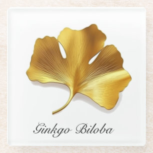 Herbal Life: Golden Ginkgo Biloba customizable Glass Coaster