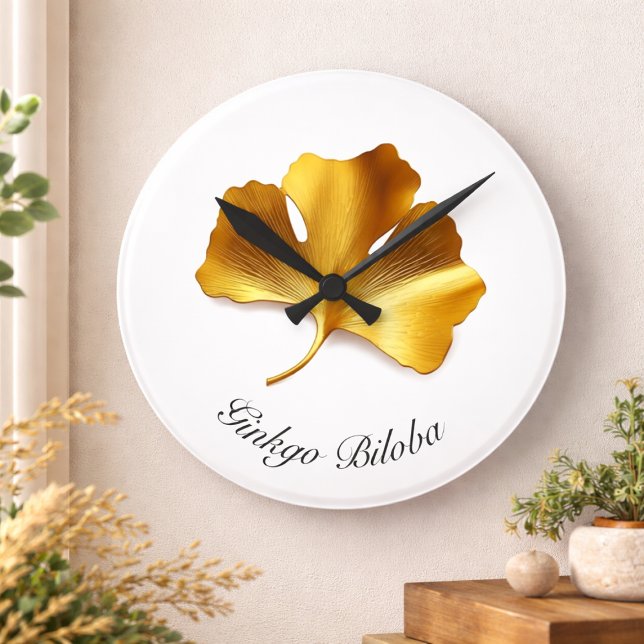 Herbal Life: Golden Ginkgo Biloba customizable Round Clock (Creator Uploaded)