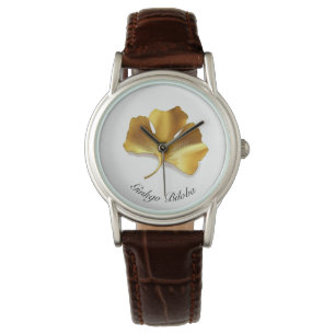Herbal Life: Golden Ginkgo Biloba customizable Watch