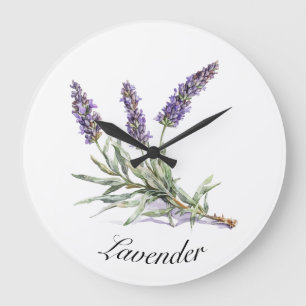 Herbal Life: Lavender, customizable  Large Clock