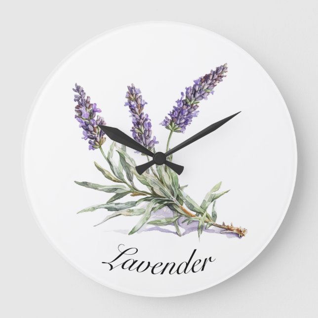 Herbal Life: Lavender, customizable  Large Clock (Front)