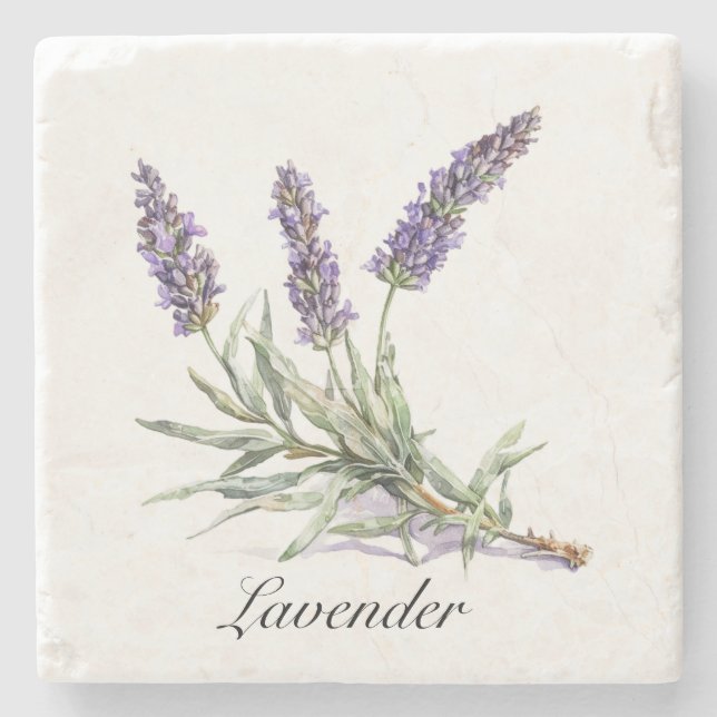 Herbal Life: Lavender, customizable  Stone Coaster (Front)