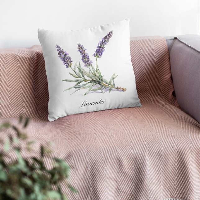 Herbal Life: Lavender, customizable  Throw Pillow (Creator Uploaded)