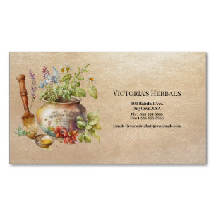 Herbal Logo Vintage Magnetic Business Card
