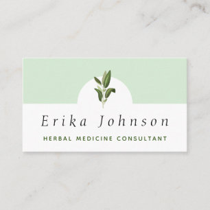 Herbal Medicine Consultant Minimalist Green Plant Business Card