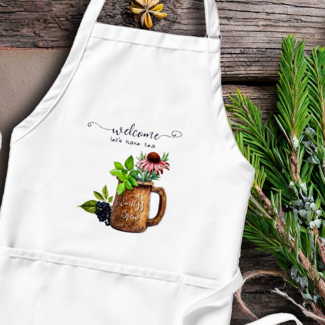 Herbal Tea Brewer Kitchen Apron With Pockets (Creator Uploaded)