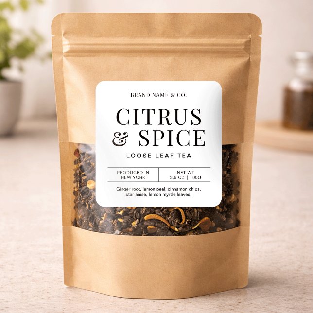 Herbal Tea Simple Minimalist Ingredients Label (Creator Uploaded)