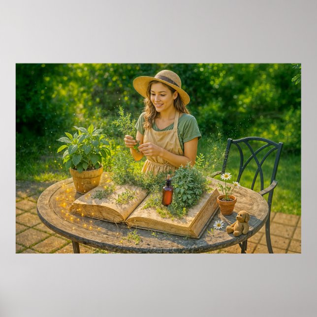 Herbal wisdom from ancient botanical book poster (Front)