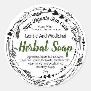 Herbal Wreath Black And White Soap Labels