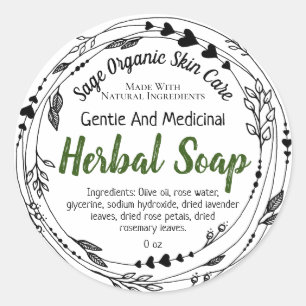 Herbal Wreath Black And White Soap Labels