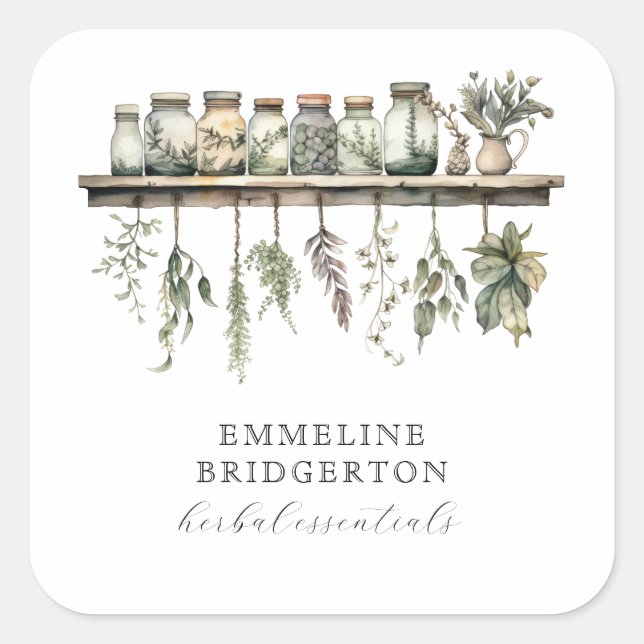 Herbalist Botanical Apothecary Product  Square Sticker (Front)