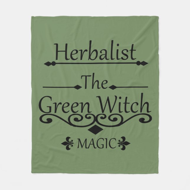 Herbalist green witch magic natural medicine fleece blanket (Front)