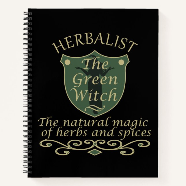 Herbalist green witch magic natural medicine notebook (Front)
