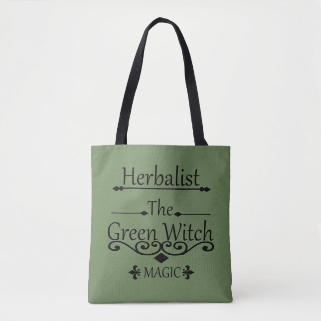 Herbalist green witch magic natural medicine tote bag (Front)