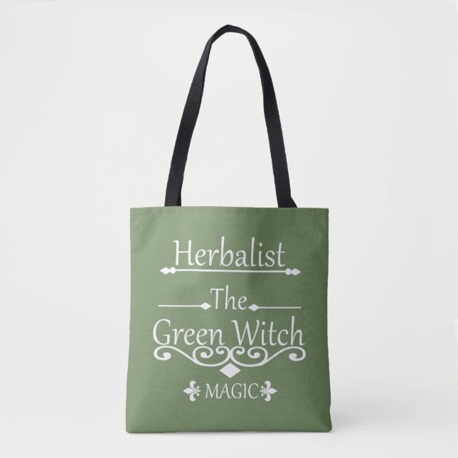 Herbalist green witch magic natural medicine tote bag (Front)