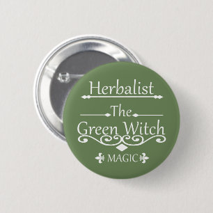 herbalist the green witch magic 2 inch round button