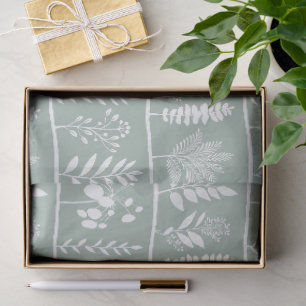 Herbarium Botanical Plant Silhouettes Soft Sage Tissue Paper