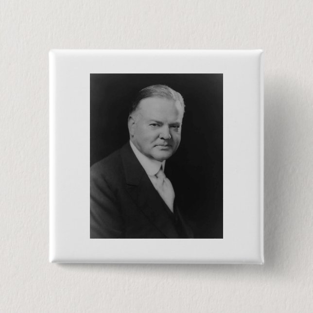 Herbert Hoover 2 Inch Square Button (Front)