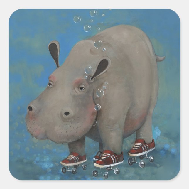 Herbert the Hippo Square Sticker (Front)