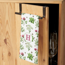 Herbes de fleurs et bourdons Serviettes de cuisine