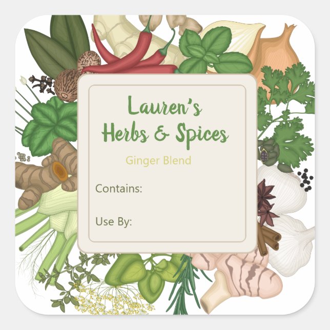 Herbes et épices personnalisables Étiquettes alime (Devant)