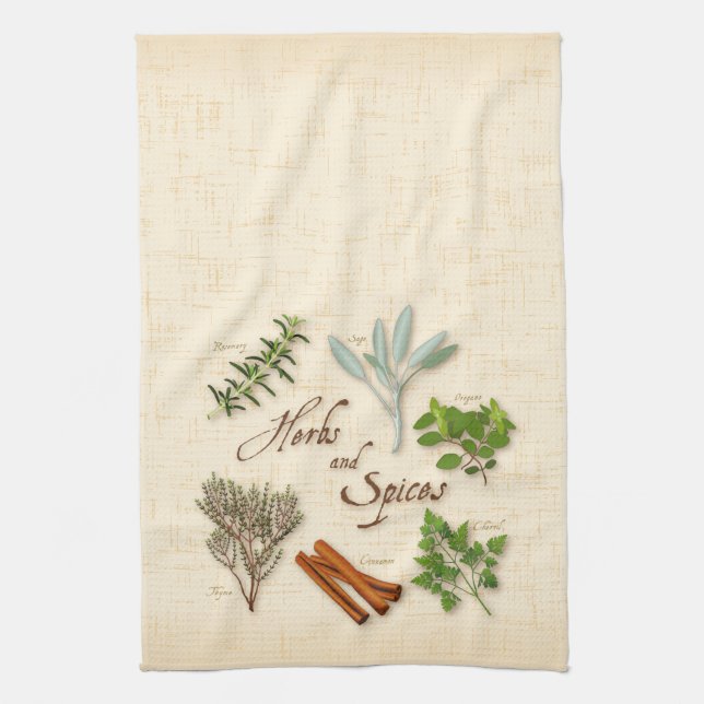 Herbes et épices Serviette de cuisine (Vertical)