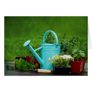 Herbes/fleurs/faisant du jardinage - carte vierge