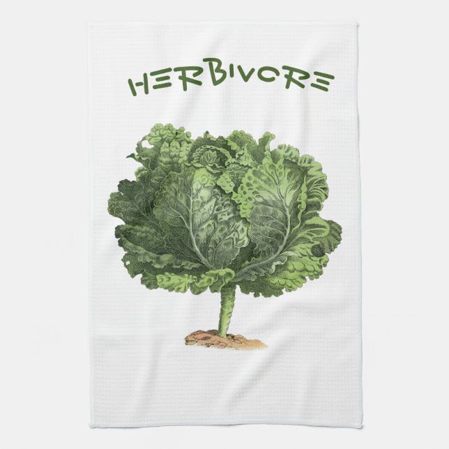 Herbivore Kale Vegan Vegetarian Kitchen Towel (Vertical)