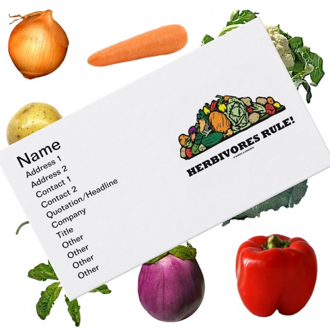 Herbivores Rule! (Pile Of Vegetables) Business Card (Vegetarians and herbivores will enjoy this pile of vegetables biz card w/ caption "Herbivores Rule!")