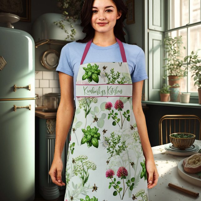 Herbs and Bees Long Bib Personalized Apron (Creator Uploaded)