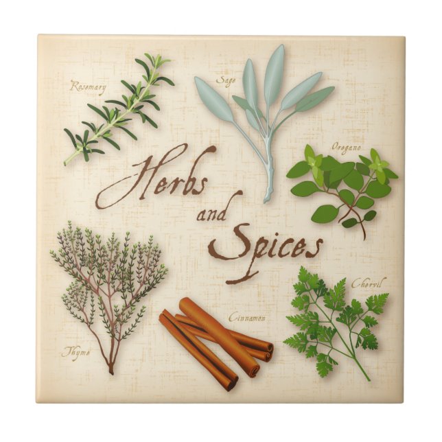 Herbs and Spices Ceramic Tile (Front)