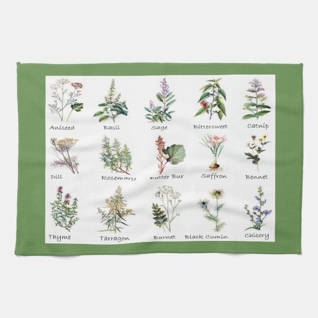 Herbs and Spices full colour illustrations Kitchen Towel (Horizontal)