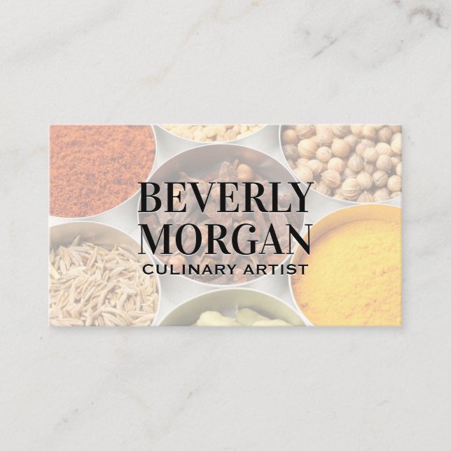 Herbs and Spices in Tin Cups Business Card (Front)
