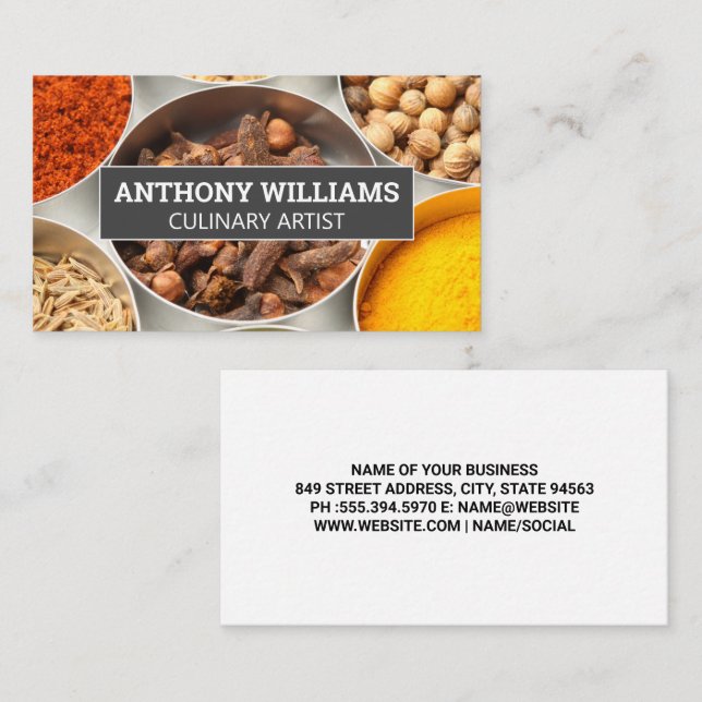 Herbs and Spices in Tins Business Card (Front/Back)