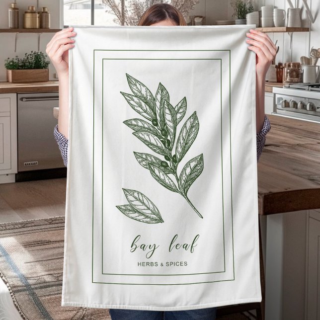 Herbs and Spices Plant Bay leaf Green Kitchen Towel (Creator Uploaded)