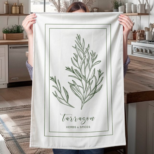 Herbs and Spices Plant Tarragon Green Kitchen Towel (Creator Uploaded)