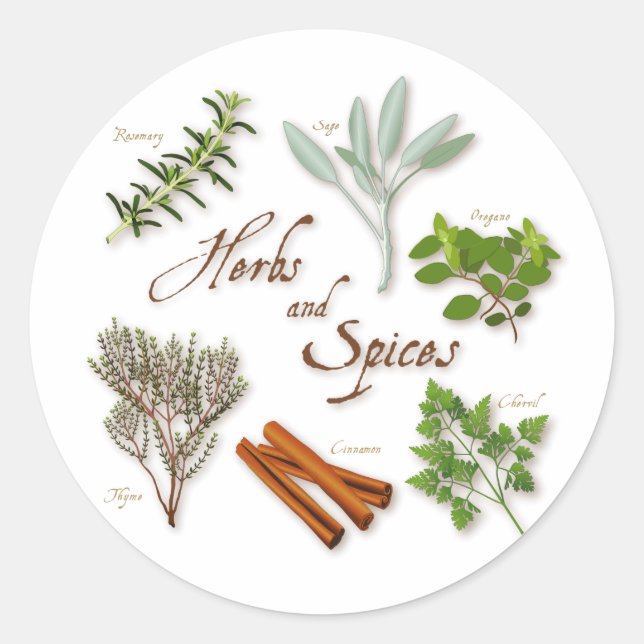 Herbs and Spices Round Sticker (Front)