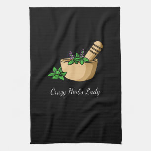 Herbs - Crazy Herbs Lady Kitchen Towel