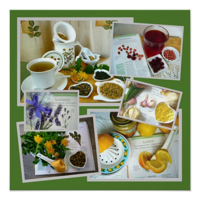 Herbs for Health, Herbal Treatments Collage Poster (Front)
