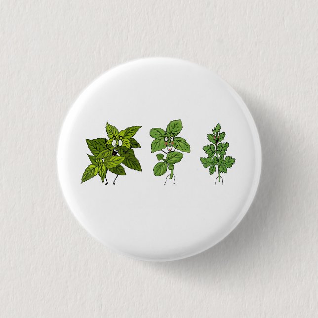 Herbs, herb themed 1 inch round button (Front)