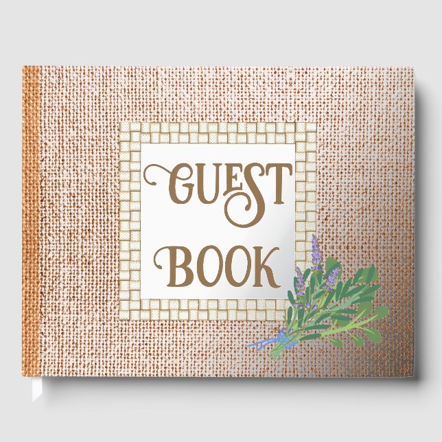 Herbs on Burlap Guest Book (Front)