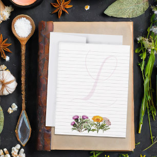 Herbs Personal Lined Writing Paper Single Initial  Card