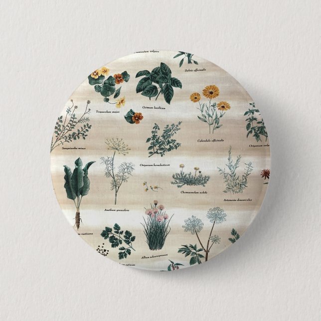 Herbs Plants Flowers 2 Inch Round Button (Front)
