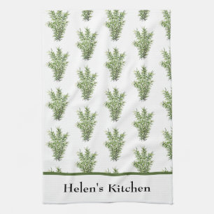 Herbs Rosemary Kitchen Greenery Watercolor Rustic Towel