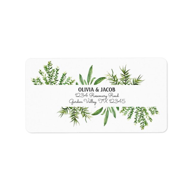 Herbs Rosemary Thyme Botanical Greenery Wedding La Label (Front)
