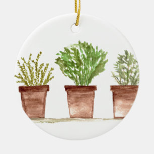 Herbs sage rosemary thyme botanical plants  ceramic ornament