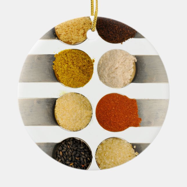 Herbs Spices & Powdered Ingredients Ceramic Ornament (Front)
