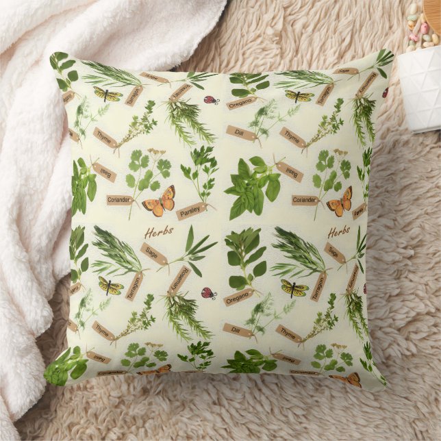 Herbs Throw Pillow (Blanket)