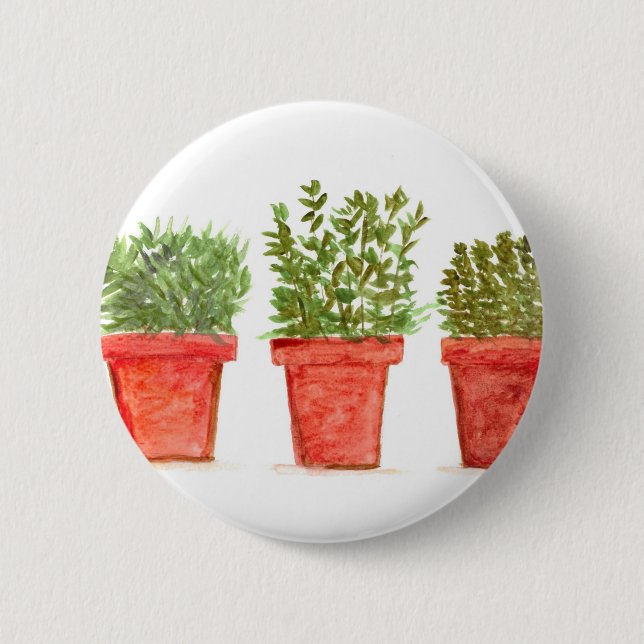 Herbs thyme rosemary mint 2 inch round button (Front)