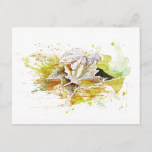 Herbst, Winter. Laub, Frost, Aquarell Postcard